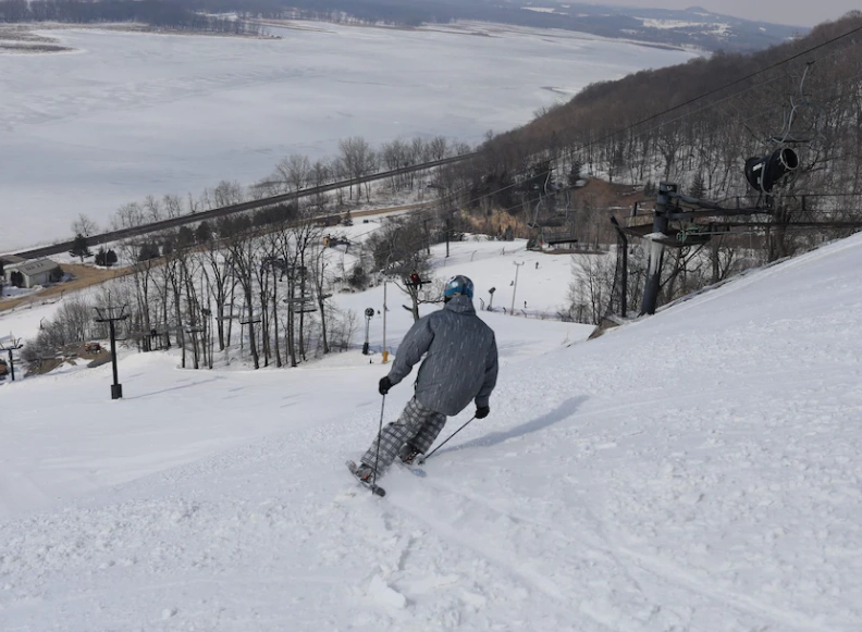 family skiing in Galena